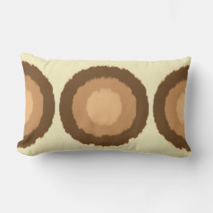 Modern tribal batik circles - brown and beige lumbar cushion