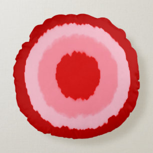 Modern tribal batik circles - dark Chinese red Round Cushion