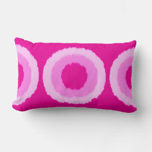 Modern tribal batik circles - fuchsia pink lumbar cushion