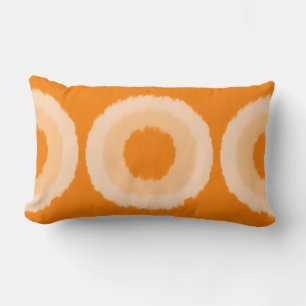 Modern tribal batik circles - Mandarin orange Lumbar Cushion