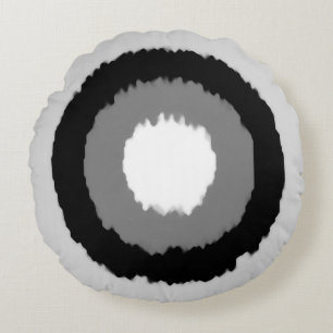 Modern tribal batik circles - shades of grey round cushion