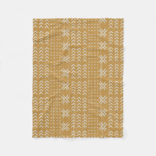 Modern Tribal Brown Mud cloth African Pattern Fleece Blanket