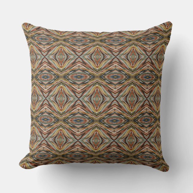 Modern Tribal Diamond Tile Abstract Earthy Cushion (Front)