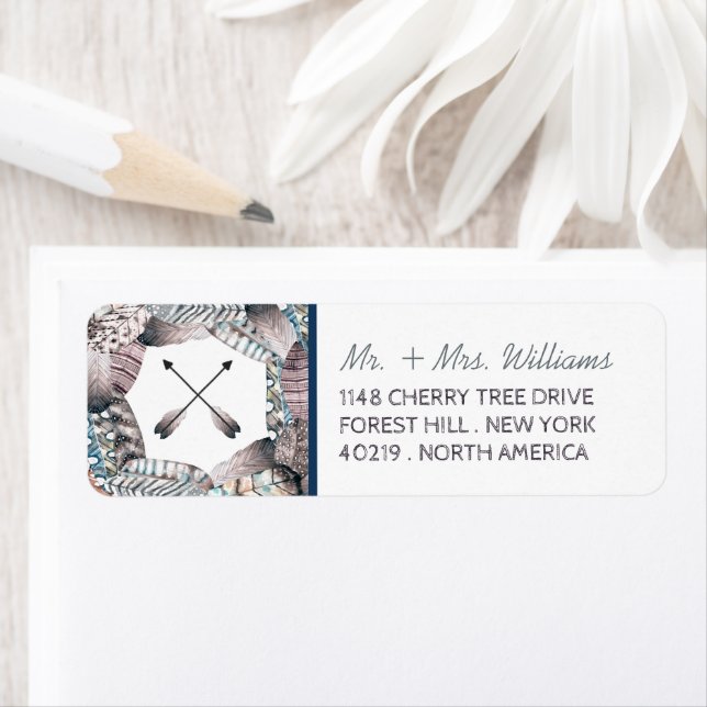 Modern Tribal Feathers Bohemian Wedding (Insitu)