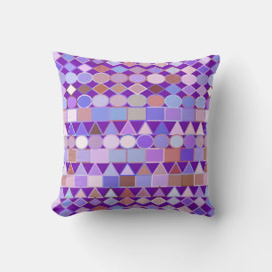 Modern Tribal Geometric, Amethyst Purple and Taupe Cushion