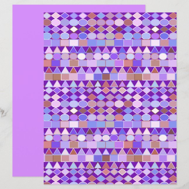 Modern Tribal Geometric, Amethyst Purple & Violet (Front/Back)