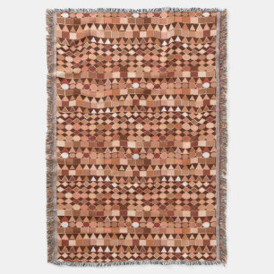 Modern Tribal Geometric, Chocolate Brown and Tan Throw Blanket