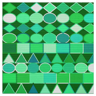 Modern Tribal Geometric, Emerald Green and Aqua Fabric