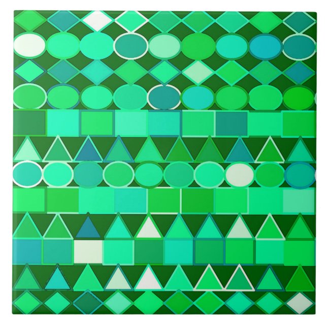 Modern Tribal Geometric, Emerald Green and Aqua Tile (Front)