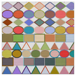Modern Tribal Geometric, Multi Pastels on white Fabric