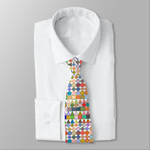 Modern Tribal Geometric, Multi Pastels on white Tie