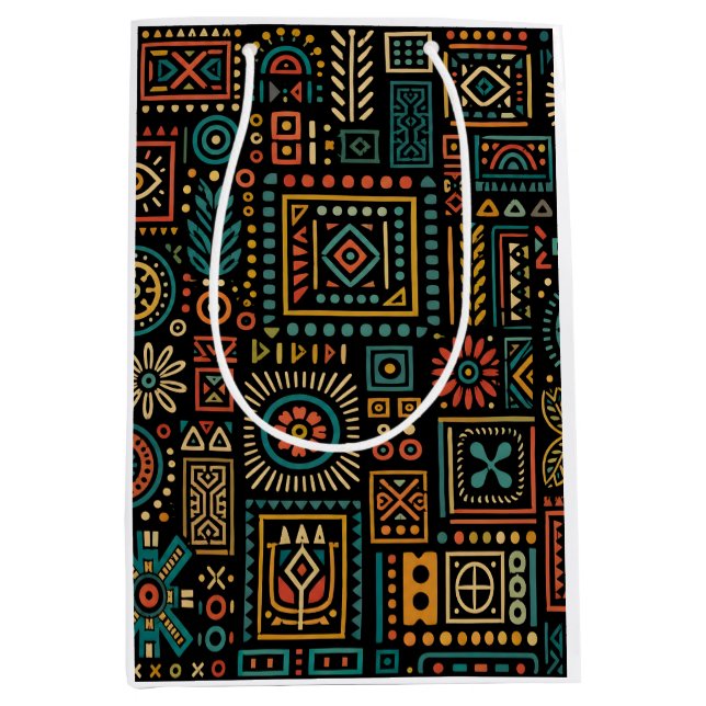 Modern Tribal Geometric Pattern Medium Gift Bag (Front)