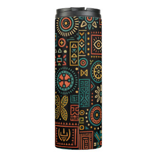 Modern Tribal Geometric Pattern Thermal Tumbler