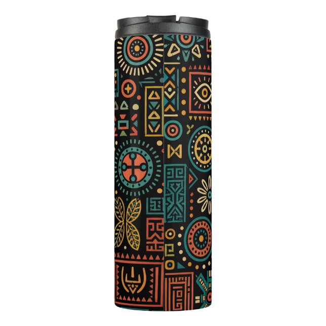 Modern Tribal Geometric Pattern Thermal Tumbler (Back)