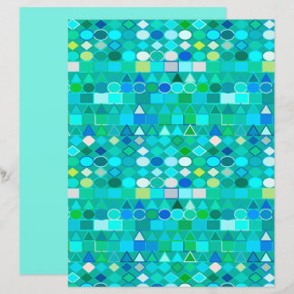 Modern Tribal Geometric, Sea Glass Aqua and Blue
