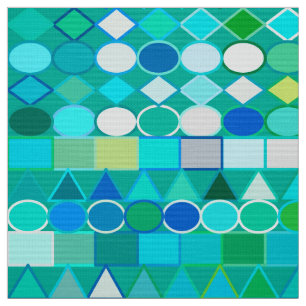 Modern Tribal Geometric, Sea Glass Aqua and Blue Fabric