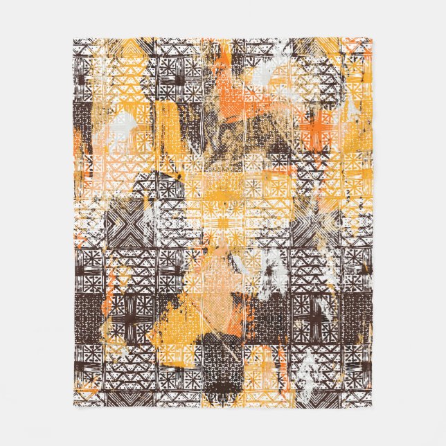 Modern tribal geometric seamless pattern fleece blanket (Front)