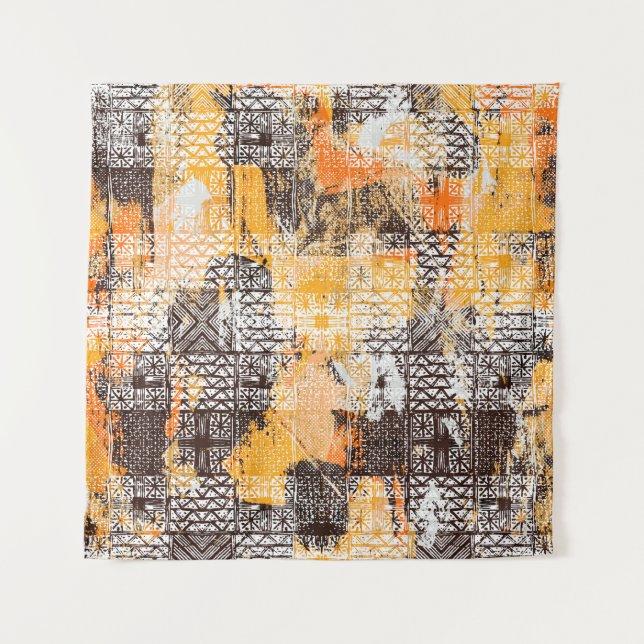 Modern tribal geometric seamless pattern tapestry (Front)