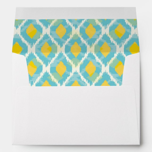 Modern tribal ikat blue yellow fashion envelopes (Back (Bottom))