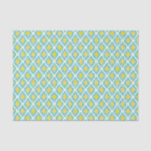 Modern tribal ikat blue yellow fashion tissue paper