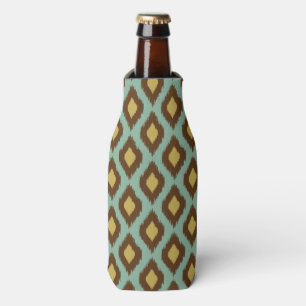 Modern tribal ikat blue yellow modern bottle cooler
