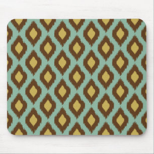 Modern tribal ikat blue yellow modern mouse pad