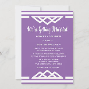 Modern Tribal Purple Wedding Geometric Triangle Invitation