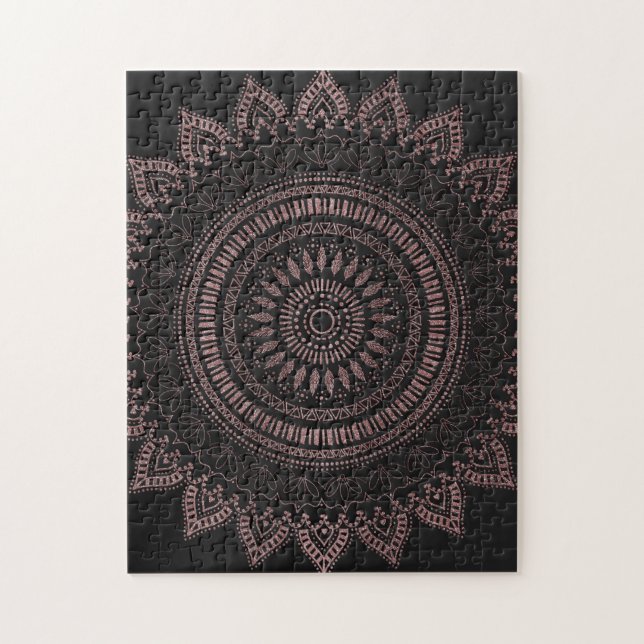 Modern tribal rose gold mandala design jigsaw puzzle (Vertical)
