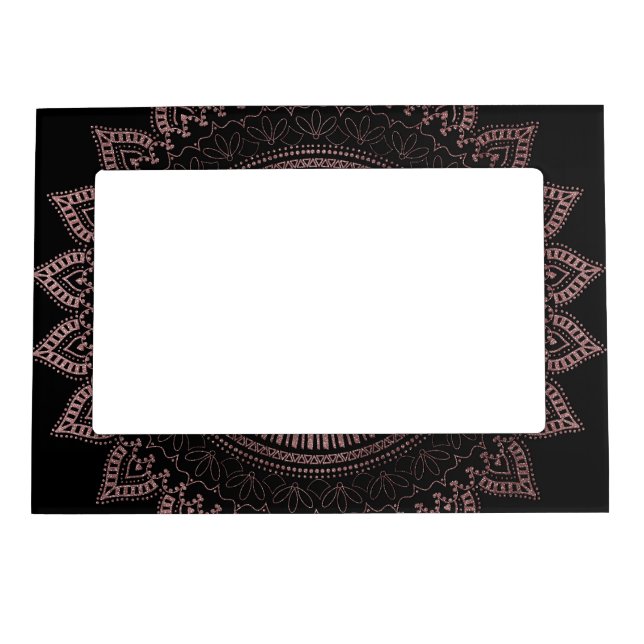 Modern tribal rose gold mandala design magnetic frame (Front)