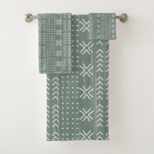 Modern Tribal Sage Green Mud cloth African Pattern