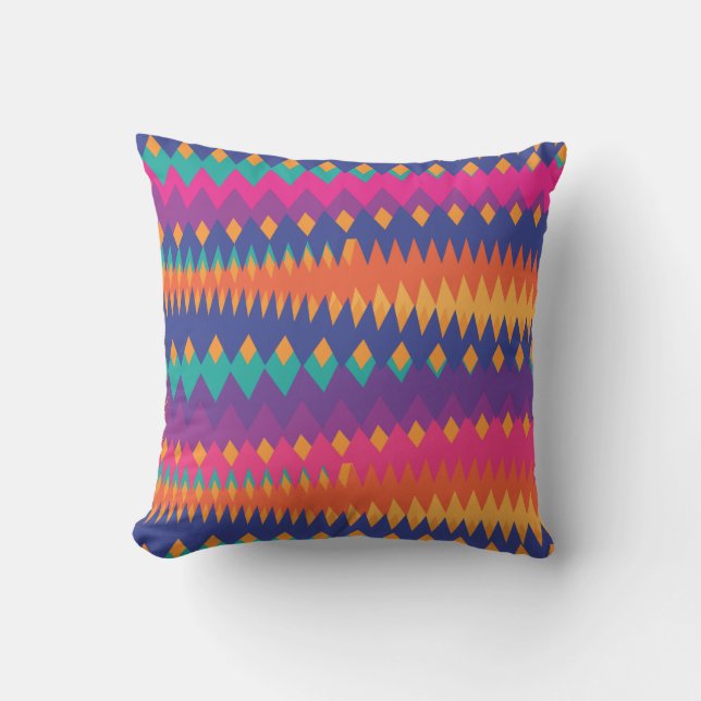 Modern Tribal ZigZag Vibrant Colours Cushion (Front)
