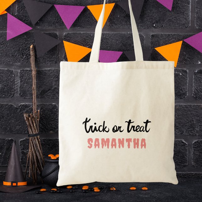 Modern Trick or Treat Cute & Simple Halloween Tote Bag (Creator Uploaded)