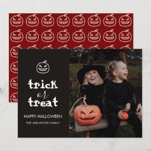 Modern Trick or Treat Family Photo Halloween Holiday Card