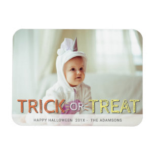 Modern Trick Or Treat Photo Halloween Magnet