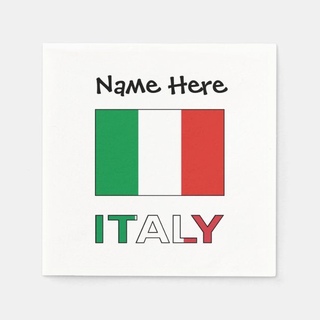 Modern Tricolore Name Here Italian Bandiera   Napkin (Front)
