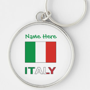 Modern Tricolore Name Here Italian Flag Key Ring