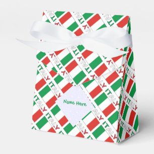 Modern Tricolore Name Here Italian Flag Tiled Favour Box