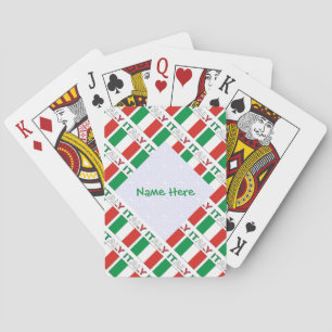 Modern Tricolore Name Here Italian Flag Tiled Playing Cards