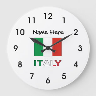 Modern Tricolore Personalised Italian Bandiera Large Clock