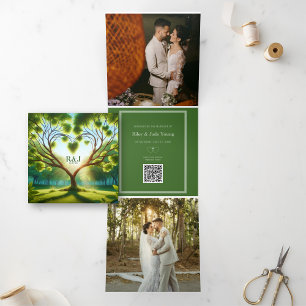 Modern Trifold Add Photo Wedding Announcement Card
