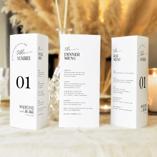 Modern Trifold Table Numbers with Menu