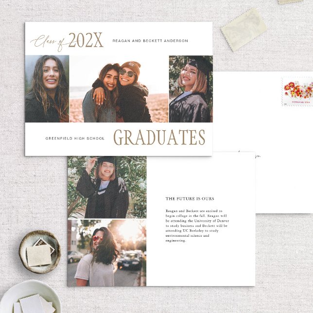 Modern Trio Multi-Photo Graduation Announcement (Creator Uploaded)
