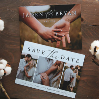 Modern Trio Picture Save the Date Double Sided