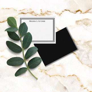 Modern Triple Border Elegant Personalised Black Card