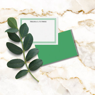 Modern Triple Border Elegant Personalised Green Card