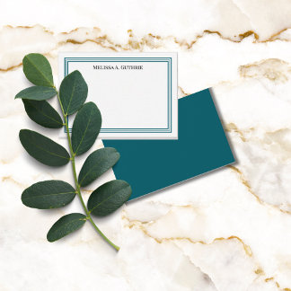 Modern Triple Border Elegant Personalised Teal Card