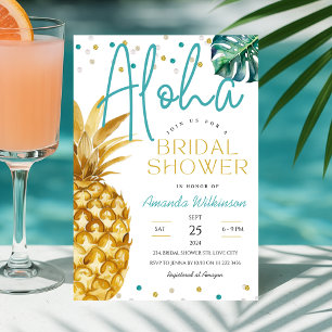 Modern Tropical Aloha Summer or Luau Bridal Shower Invitation