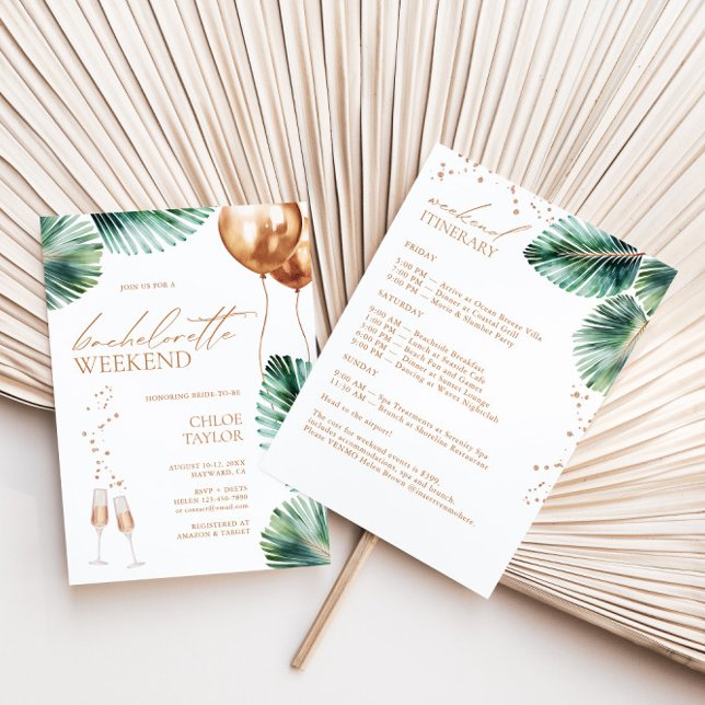 Modern Tropical Bachelorette Weekend Invitation (Creator Uploaded)