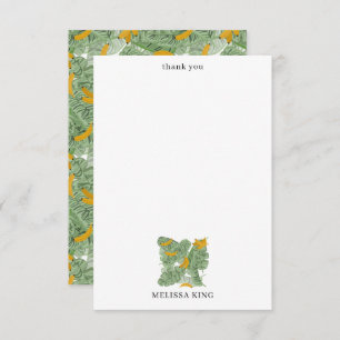 Modern Tropical Banana Greenery Custom Name Thank You Card