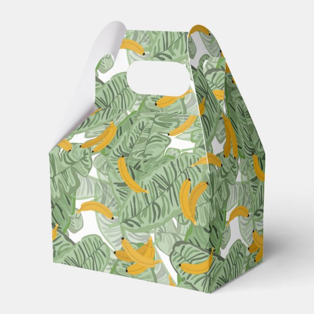 Modern Tropical Banana Greenery Pattern Favour Box (Front Side)
